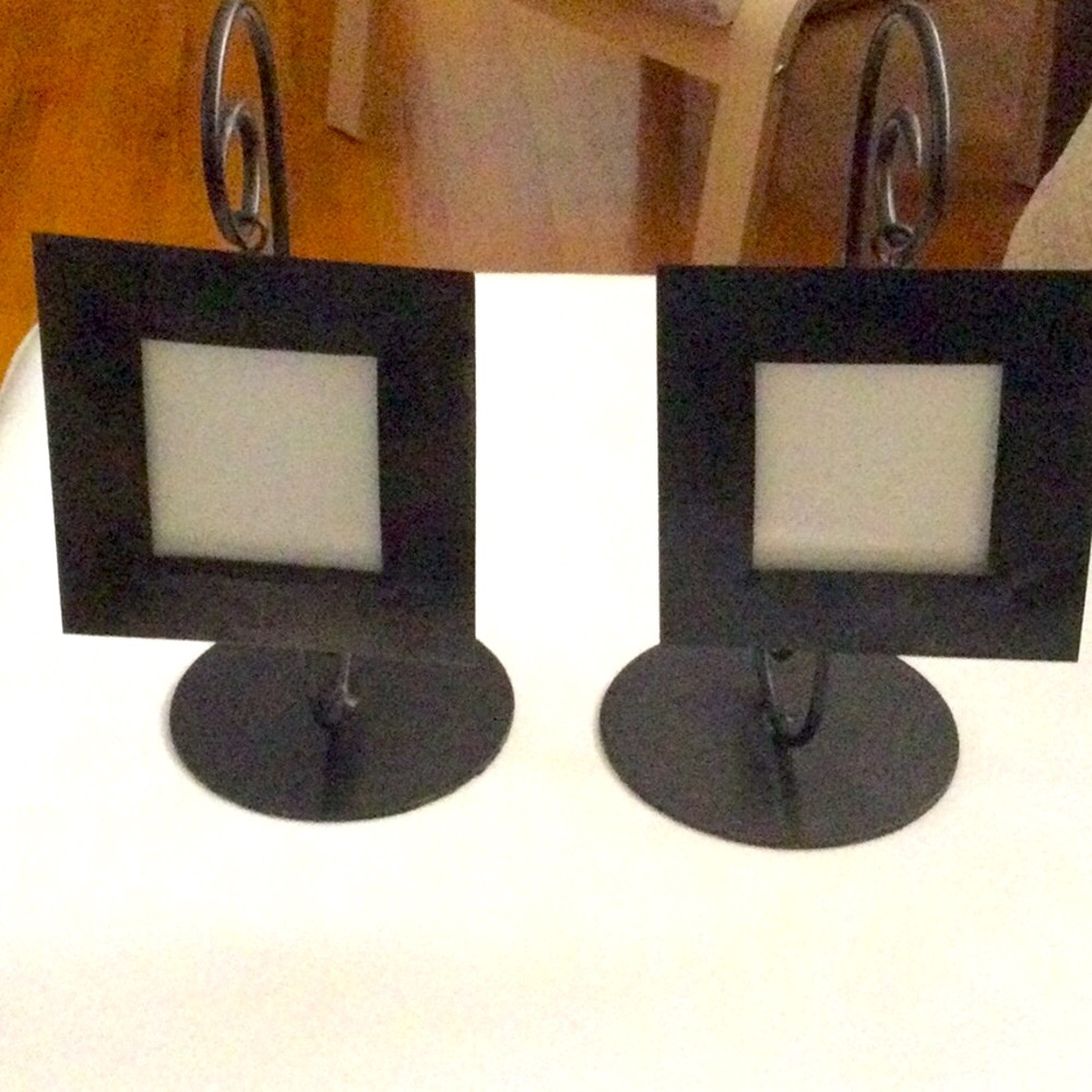 Black Metal Picture Frame Pair with Rounded Base